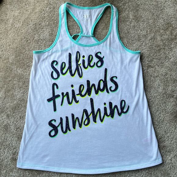 Justice White and Light Gray Racerback Graphic Tank Tops Set of 2 Size: 16 - Picture 2 of 15